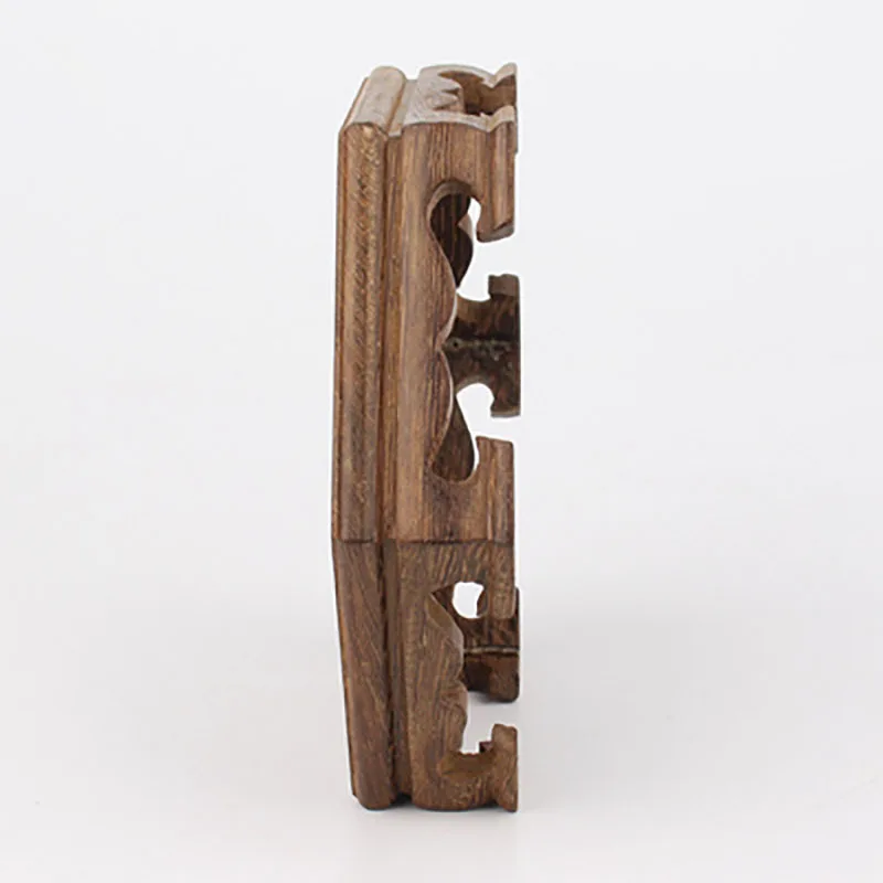 Hexagonal Square Tea Ceremony Cup Pad, Purple Clay Pot Base, Mahogany Solid Wood, Antique Decoration Base