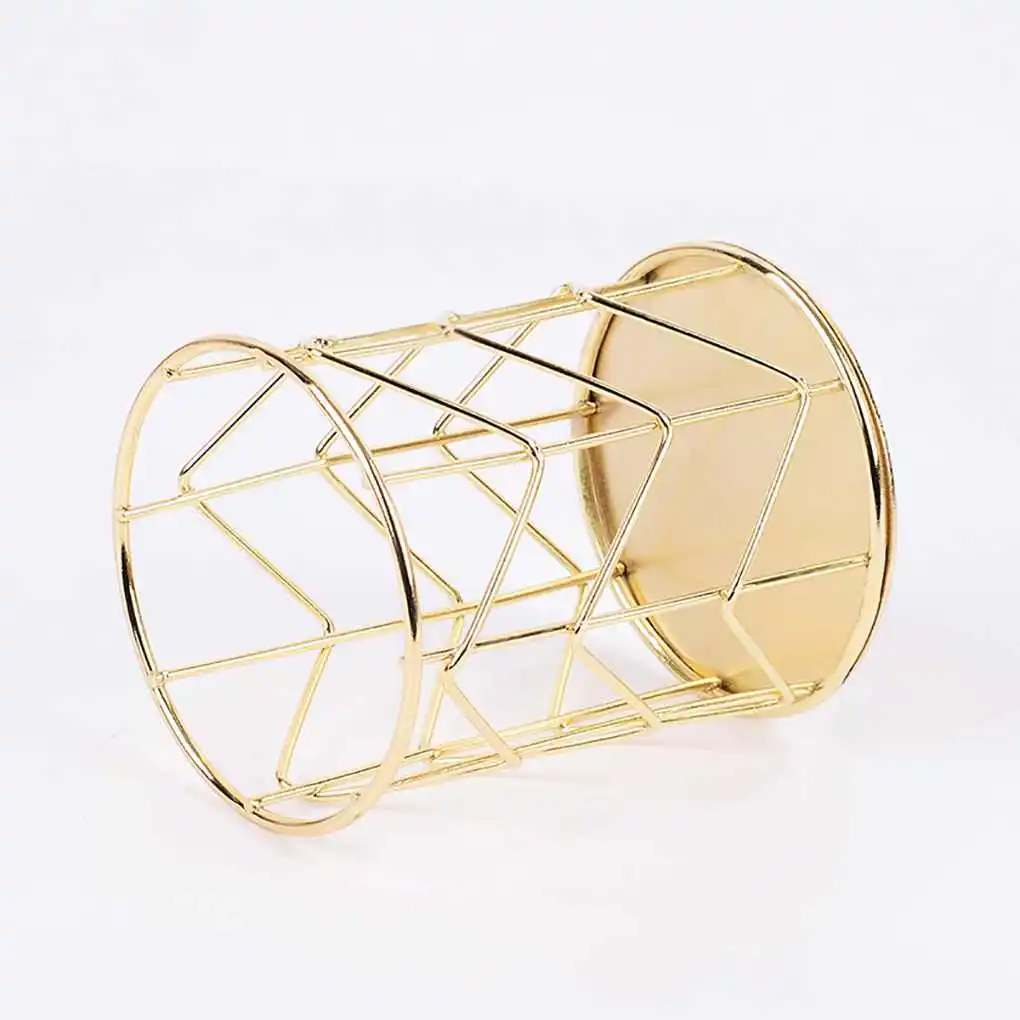 

Hollow out Makeup Brush Pot Holder Organizer Iron Round Practical Pen Pencil Cup Stationery Container Storage