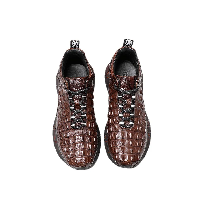 Men's Sneakers Crocodile Back Casual Genuine Leather Lining Men's Lace Up Sports Walking Shoes кроссовки мужские мужская обувь