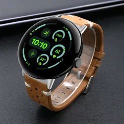 Premium Leather Band - Elegant Unisex Strap & Bracelet Replacement Accessories for Pixel watch 3 2 41mm (Silver brown-1)