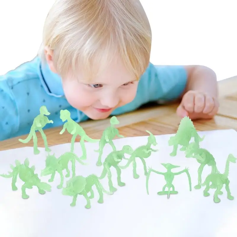 

Dinosaur Model Toy 12 Pack Luminous Assorted Mini Dinosaur Toys Animal Playset Realistic Dinosaur Figures Collectible Dinosaur