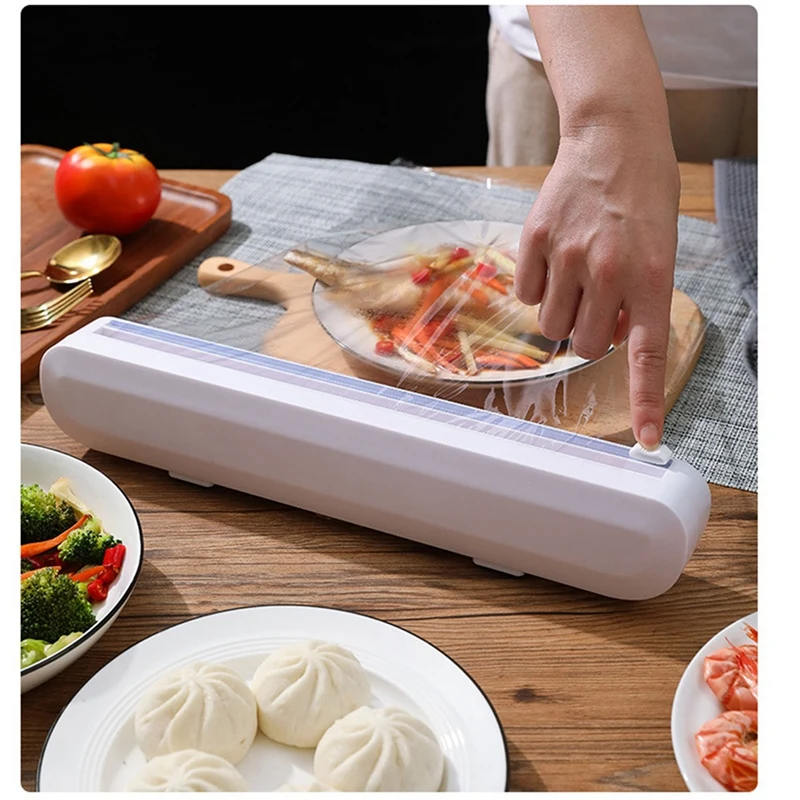 

Plastic Wrap Cutter, Sliding Plastic Wrap Cutter With Suction Cup Durable Easy Install Easy To Use