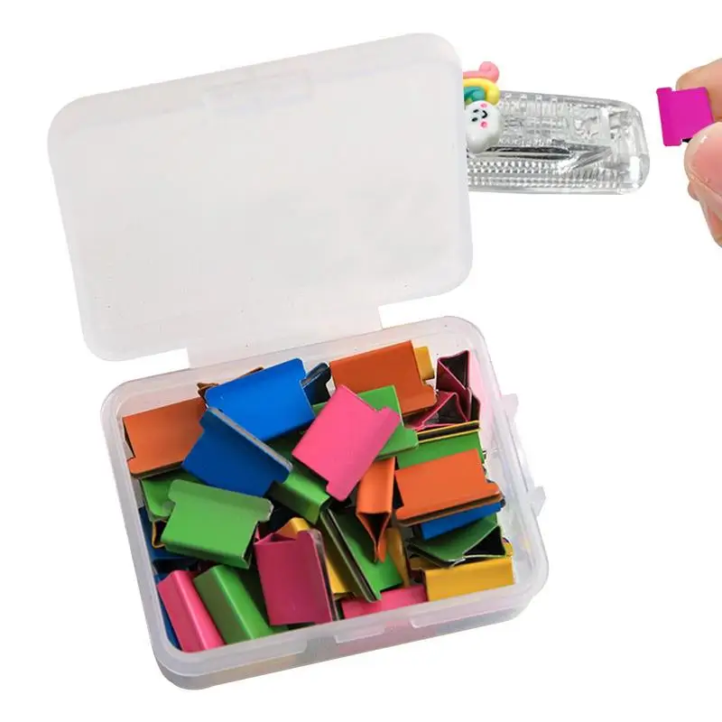 

Desktop Stapler Cartoon Paper Clip Dispenser Refill Clam Clip Dispenser Reusable Binder Clips Paper Clamps For School Offices