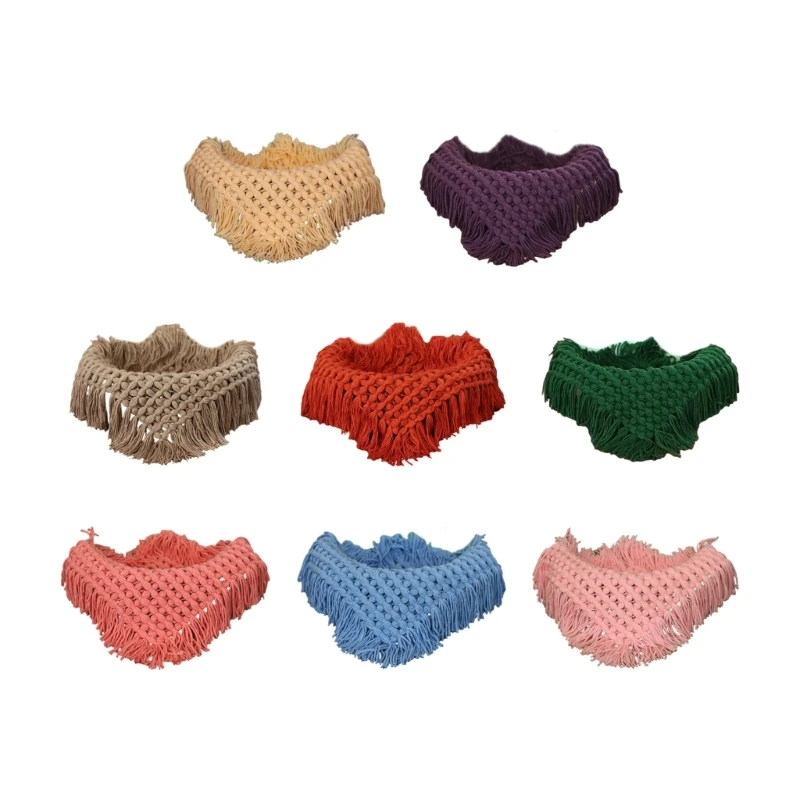 

55x55cm Newborn Baby Photography Blanket Basket Filler Mohair Knitted Cushion Mat Square Rug Photo Props Tassels Decor 40JC