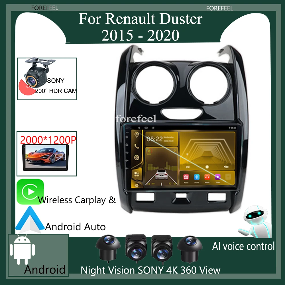 

7862 For Renault Duster 2015 - 2020 For LADA Largus 2021 Car Radio Video Player Multimedia Navigation High-Performance WIFI QLED
