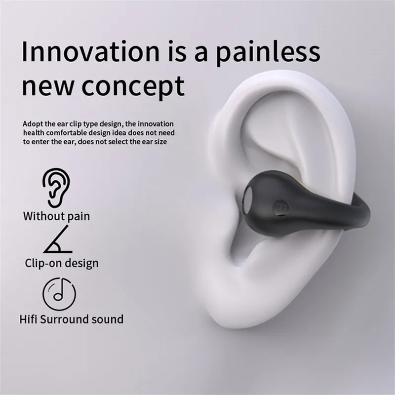 Wireless Earphones TWS Bluetooth Earbuds HiFi Bass Sport Open Ear Clip Headphones Earring Gaming Headset PK Ambie Sound Earcuffs ear headphones