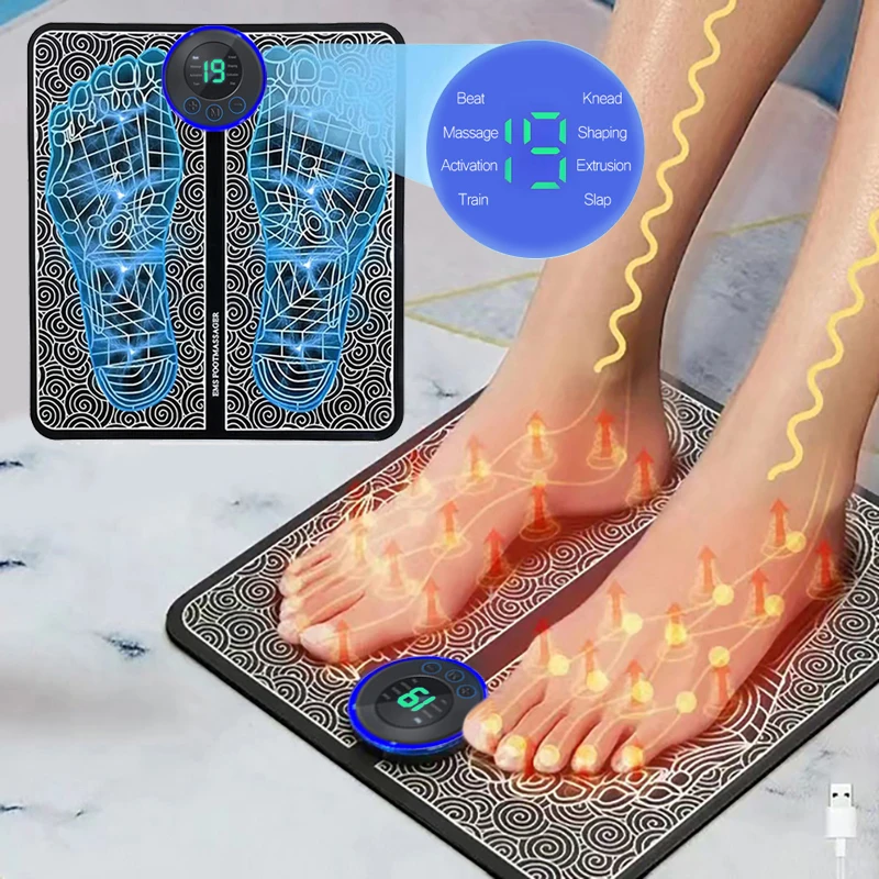 Foot Massger Sole Massage Pad Feet Muscle Stimulation 8 Modes 19 Level Relaxation USB Charging 1