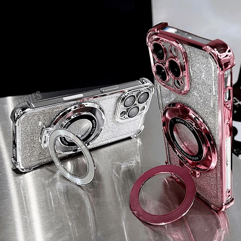 Elegant Ring Holder Silicone Case with Lanyard Chain - Shockproof Stand Cover