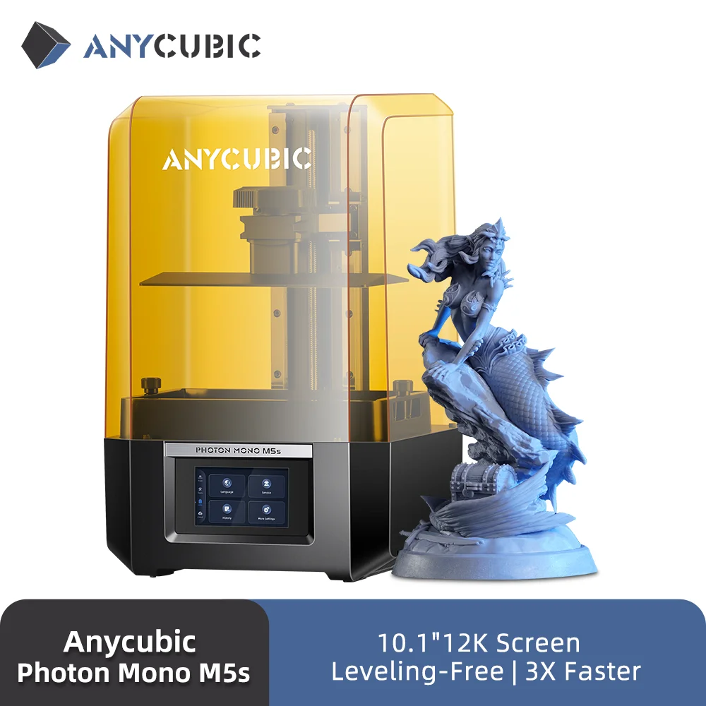 예약 구매 ANYCUBIC 포톤 모노 M5s LCD SLA 3D 프린터, 고속 레벨링 프리 UV 송진, 인쇄 크기 200x218x123mm, 12K 