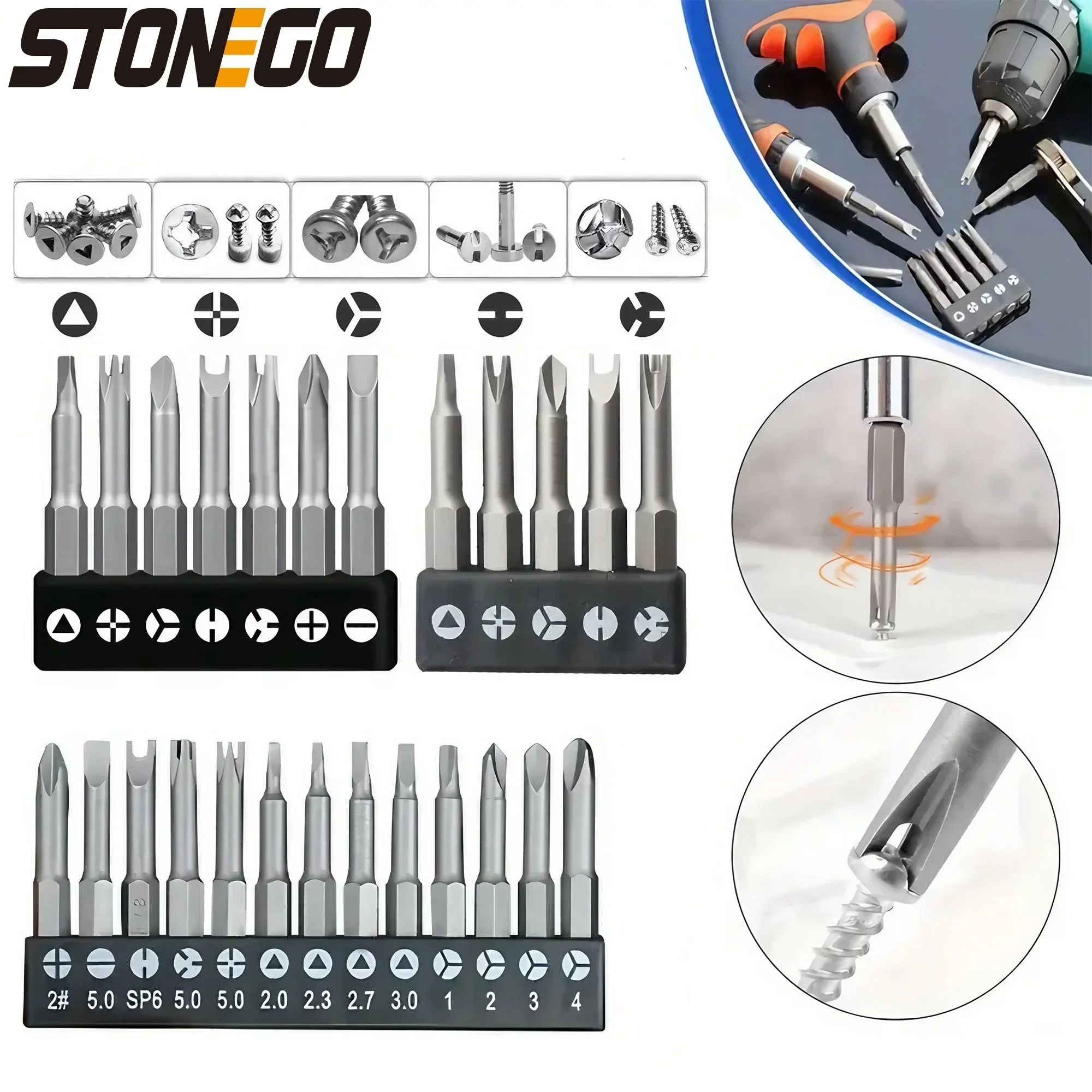 STONEGO 13/7/5Pcs  Special shape drill bit set, hexagonal socket for power tools, appliance repair drill screwdriver accessories 2