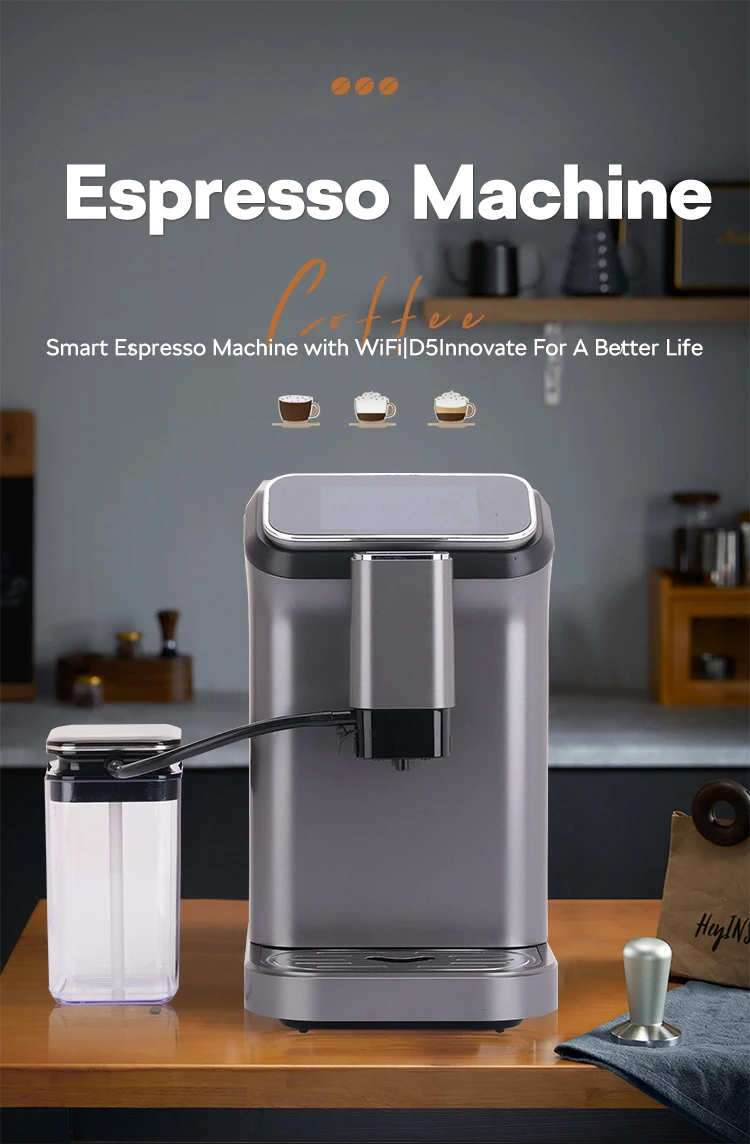 Description Picture 2 of itemMcilpoog WS-D5 Automatic Espresso Machine ，Built-In Milk Frother & Tank, 12 Coffee Varieties, Touchscreen，Ideal for Home Use