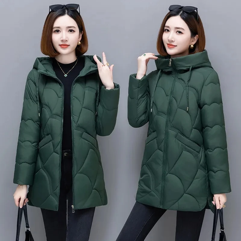 

New Middle Age Women Winter Jacket Hooded Parkas Mother Clothes Female Parka Thick Warm Down Cotton Coats Women Outerwear Tops