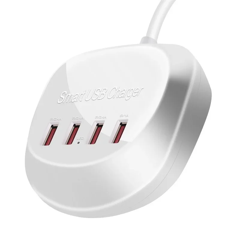 휴대폰용 멀티탭 다중 소켓, 휴대용 USB 포트 4 개, 스마트폰 태블릿 충전기, 데스크탑 소켓