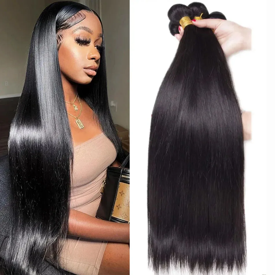 

Missanna 28 30Inch Bone Straight Bundle 12A Brazilian Soft Weave Bundles 1/3/4 Pcs Thick Natural Remy 100% Human Hair Extensions