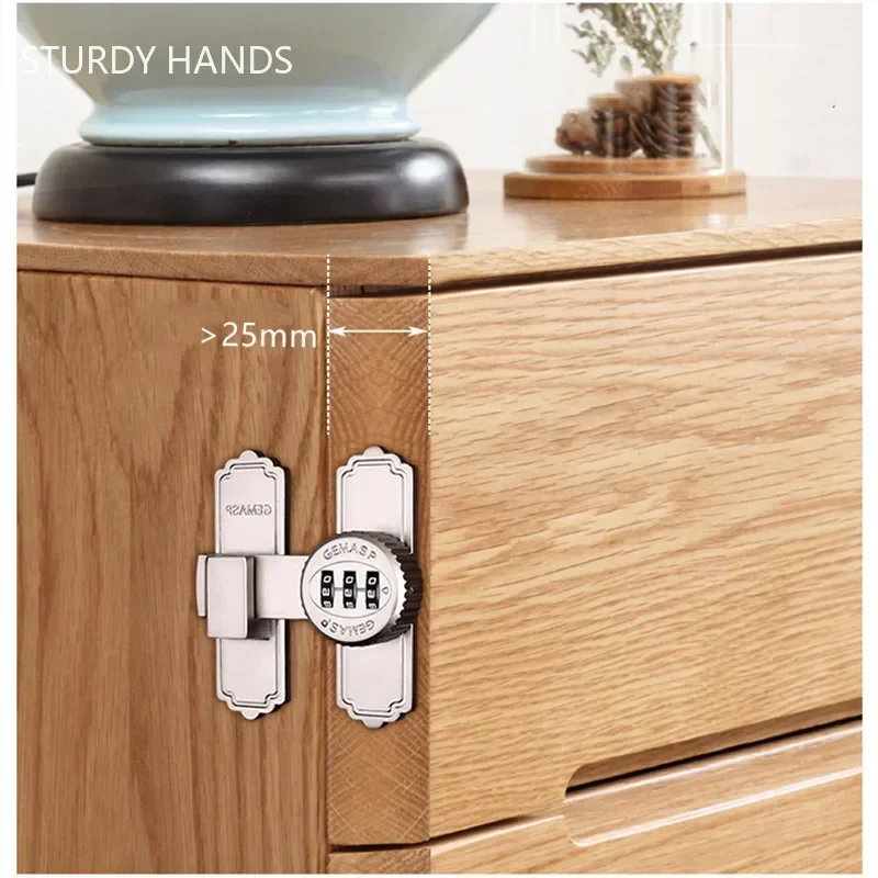 Zinc Alloy Door Buckle 3 Digit Password Barn Door Lock Sliding Hasps Lock Kitchen Cabinet Drawer Bolt Indoor Hardware