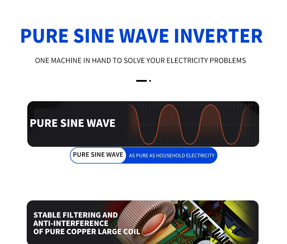 conversor de potência de onda senoidal pura 1600w 2200w 3000w