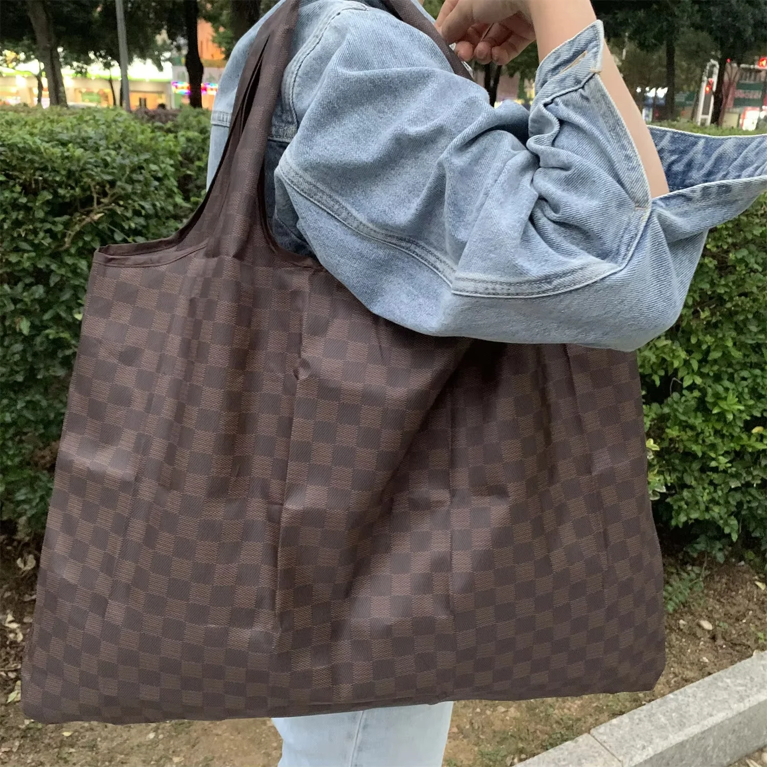 Eco-Friendly Reusable Folding Tote Bag Compact Shoulder Handbag for Travel & Supermarket Shopping Women's Portable Gift Hot Sell - 5