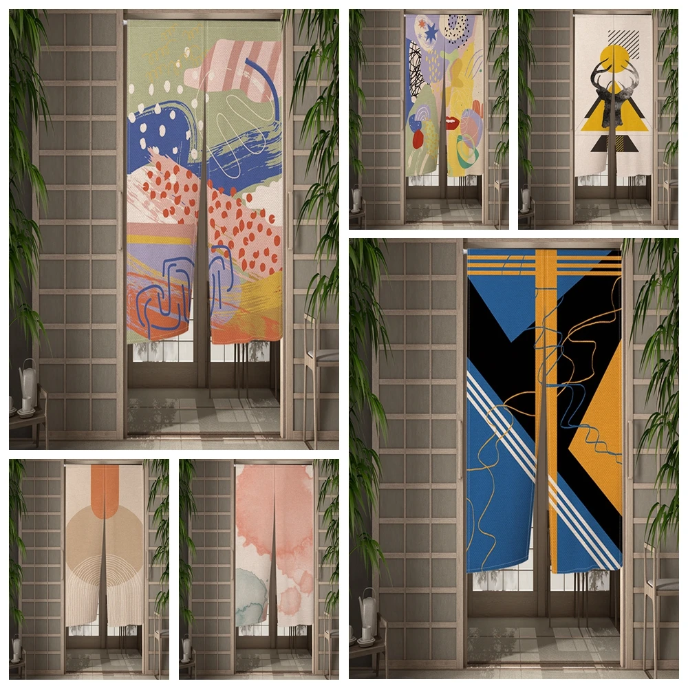 

Japanese Door Curtain 3D Printed Partition Kitchen Doorway Linen Decorative Drapes Curtains For Living Room Blackout Curtain