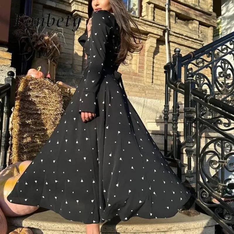 

Элегантное весеннее ТРАПЕЦИЕВИДНОЕ женское платье с длинным рукавом и круглым вырезом, маленькое платье с цветочным принтом, женские облегающие платья макси с бантом на спине и шнуровкой