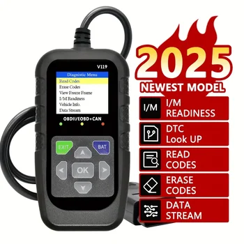 V119 OBD2 Scanner: Car Diagnostic Tool with Voltage Test & USB Power, Reads/Clears Codes for EOBD/CAN OBD2 Vehicles 1