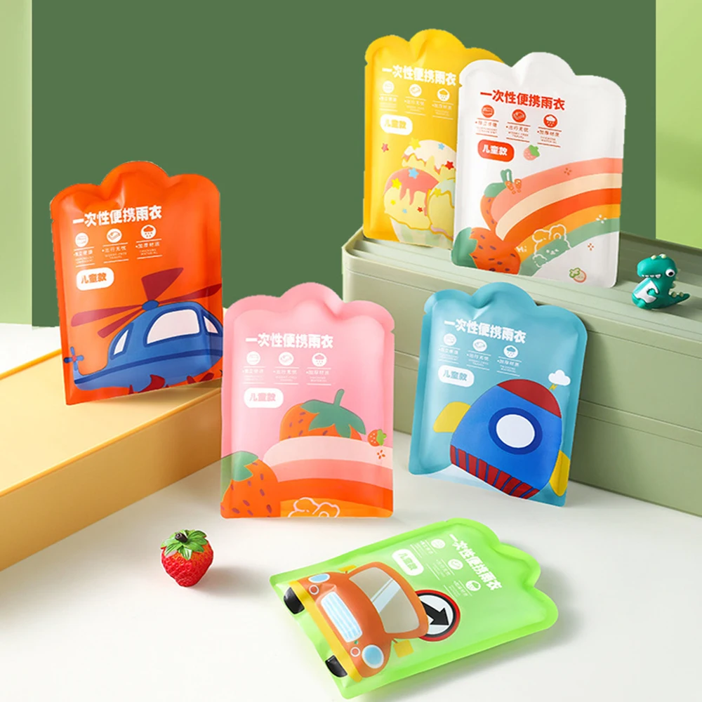 Convenient Card Packaging Kids Raincoat Vacuum Compression Rain Coat Waterproof Thickened One-Piece Raincoat Reusable Poncho