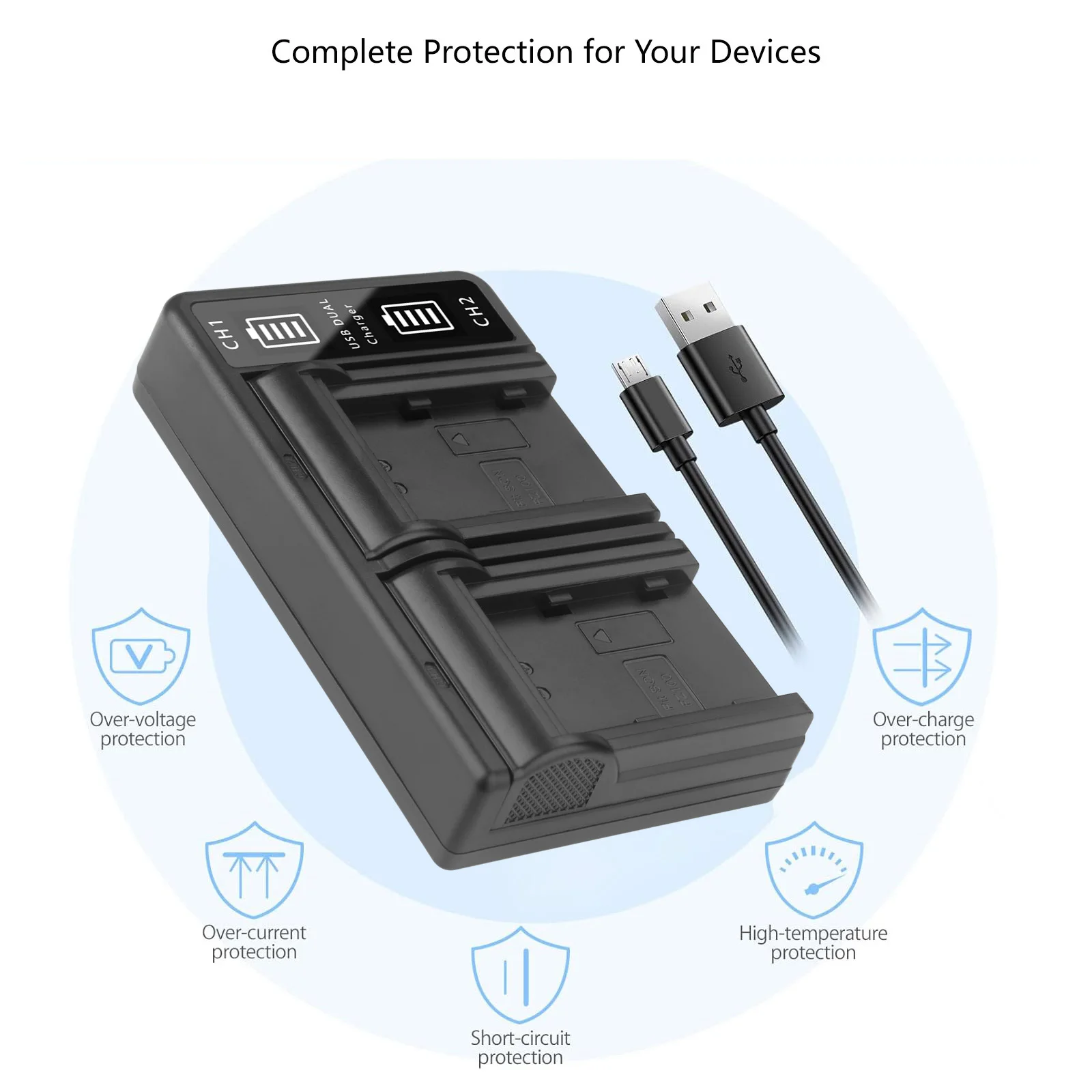 High-Speed Dual USB Charger for Sony NP-FZ100 Batteries