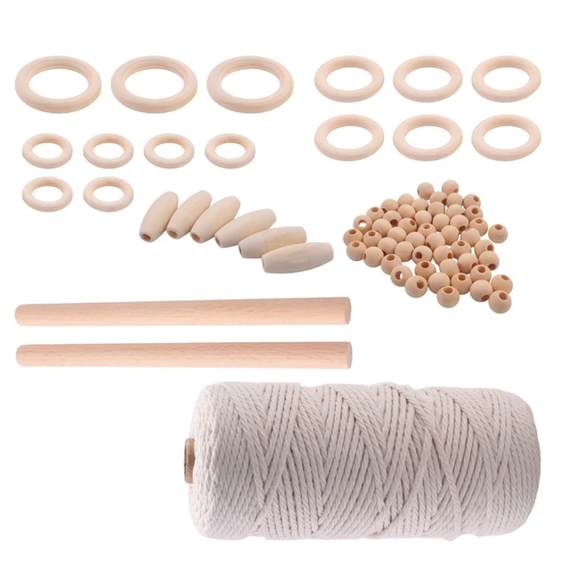 3mm Macrame Cord Kit with Wood Rings,Wooden Sticks,Wooden Beads for Plant  Hanger,Macrame Wall Hanging,Knitting, DIY Crafts - AliExpress