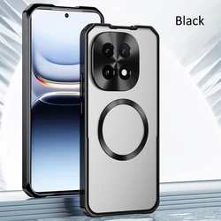 Sleek Metal Frame Bumper with Wireless Charging Acrylic Case for Vivo iQOO 15 (Black)