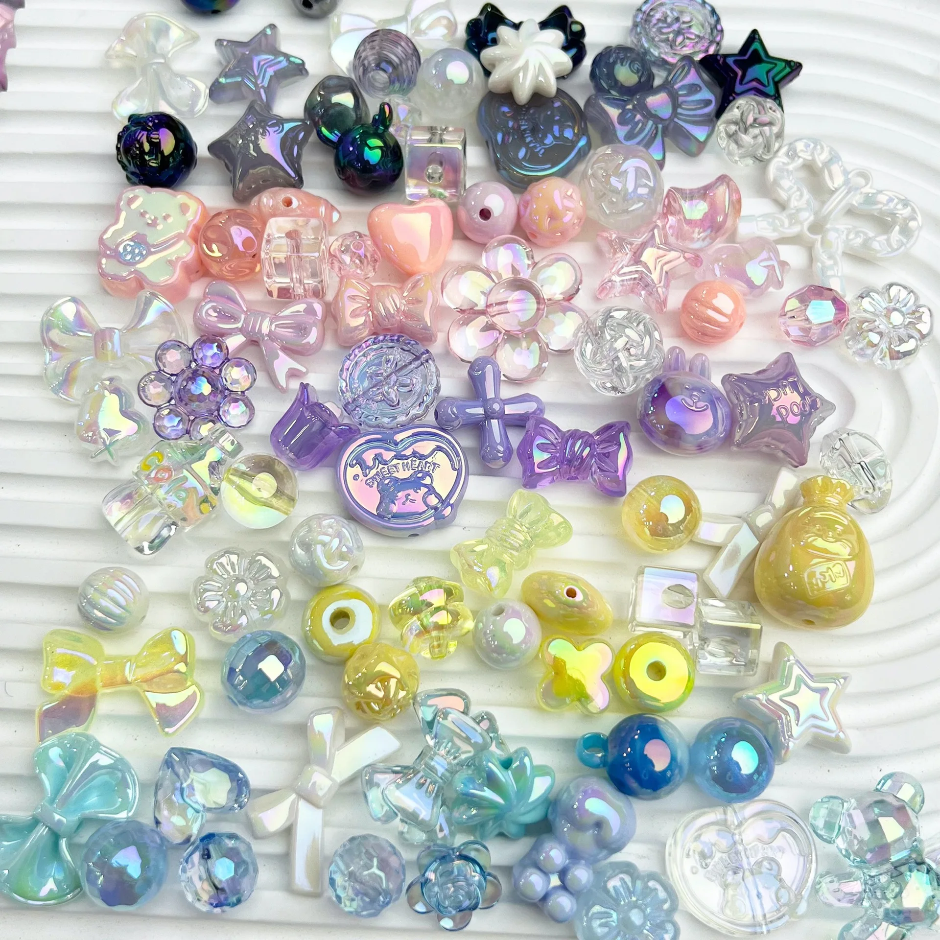 UV Metal DIY handmade material bag 50/100g mobile phone chain string bead material high-end goods mixed jewelry accessories Metallic Beads Metal Beads