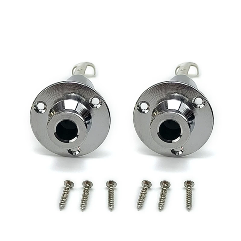 1set Guitar Mono End Pin Socket Plug with Screws 6.35mm Endpin Socket Plug Replacement Guitar Strap Button