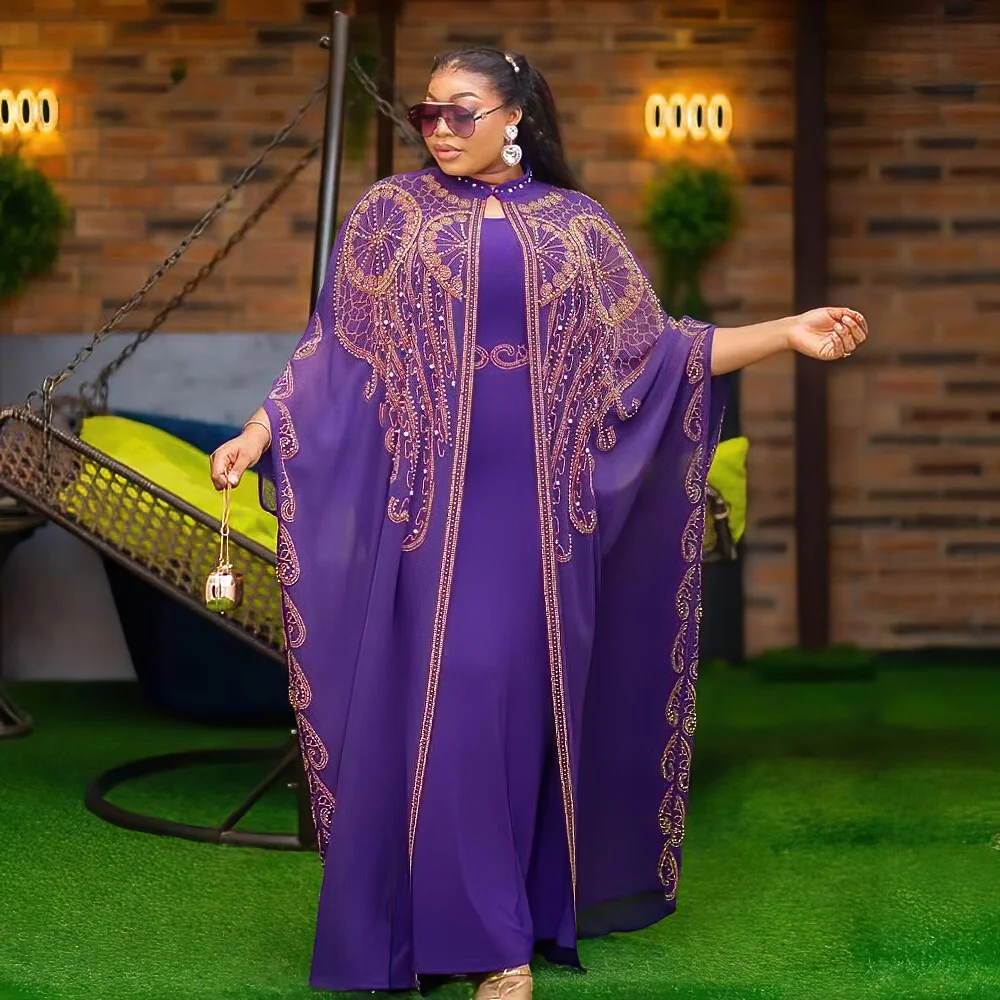 slim fit dress slacks Elite Champagne 6160-PWG Church Dress Purple with Gold / 22 main image 1