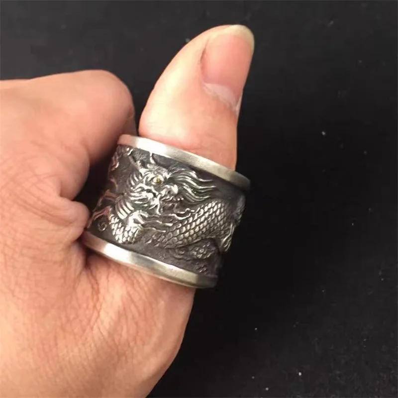 Dominierenden Göttlichen Biest Kylin Ring Für Männer Schmuck Trendy Relief Tier Muster Ring Männlichen Zeigefinger Zubehör Offene Größe