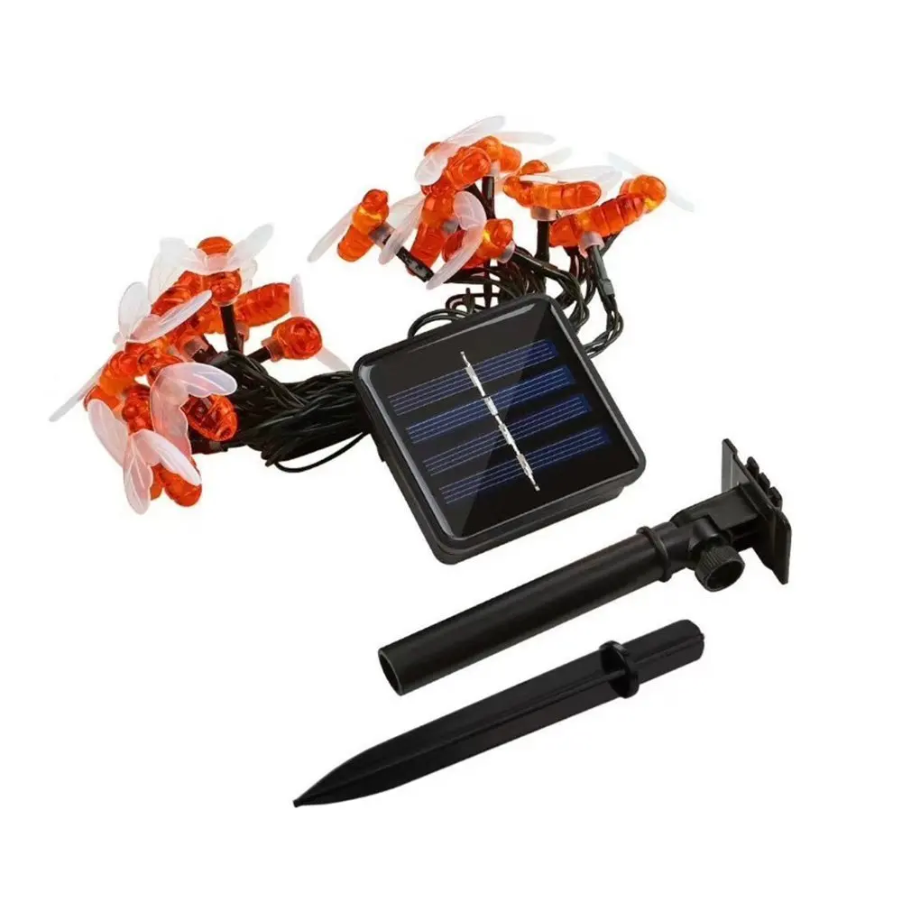 Solar-Powered Honey Bee String Lights - 8 Mode LED Decorative Garden Garland for Holidays and Weddings
