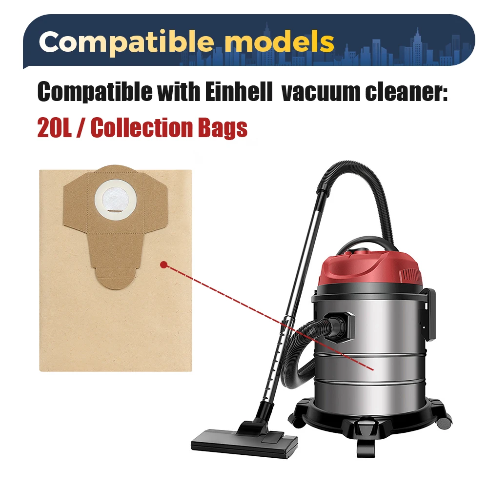 20L 30L Wet And Dry Vacuum Dust Bags Accessory for Einhell BT-VC1250S/BT-VC1250/TC-VC 18/20 Li S-Solo Paper Dust Collection Bags