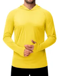 Men's Long Sleeve Sun Protection Hoodie - Breathable, Lightweight, Quick-Dry T-Shirt - CN 2XL(US XL) (Yellow)