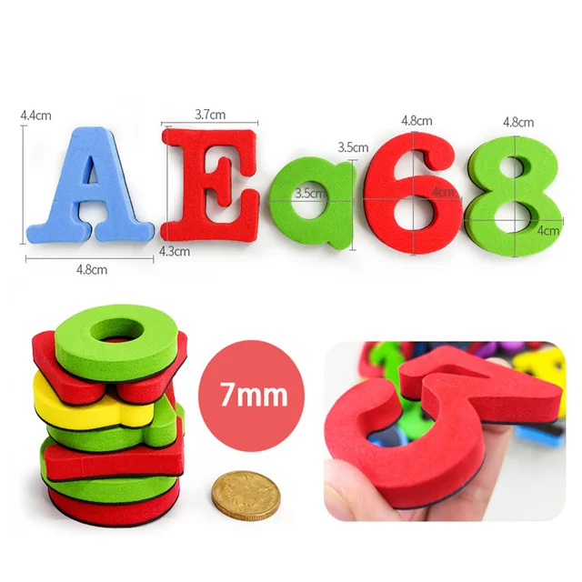 Magnetic Letters Numbers Alphabet ABC 123 Fridge Magnets Plastic Educational Preschool Learning Toy Set Uppercase Lowercase Math 6
