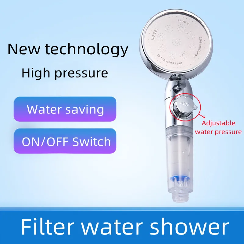 

New Hand Shower Head for Bath and High Pressure Water Saving Filter Bathroom Accessories Spa Rain Showerhead with Big Panel