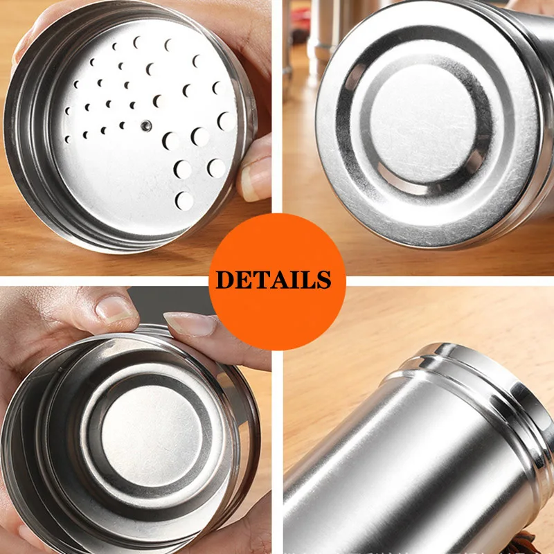 Spice Jar Stainless Steel Seasoning Bottle Rotating Cap Pepper Salt Shaker Storage Container Kitchen Tools
