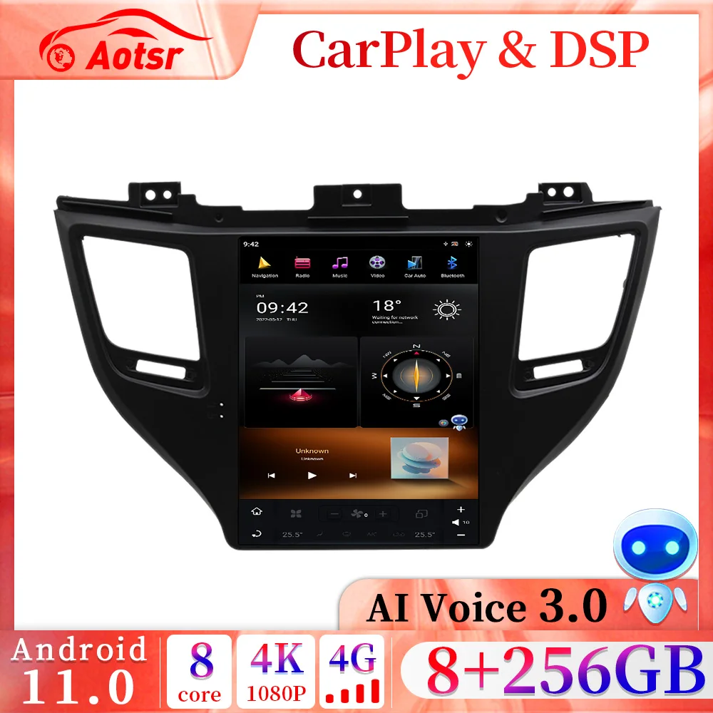 

2din Android 11 Qualcomm 8+256G Tesla Screen Car GPS Radio Navigation for Hyundai Tucson 3 2015-2018 Multimedia Player Head Unit