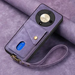 Luxury Leather Card Slot Case - Sleek & Stylish Back Cover for Honor 200 Smart (Purple)