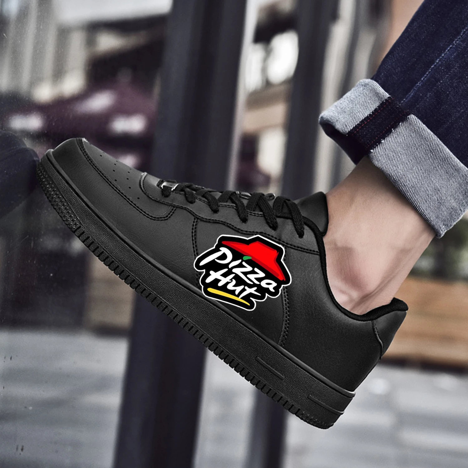 Pizza Pattern Hut AF Basketball Mens Womens Sports Running High Quality Flats Force Sneakers Lace Up Mesh Custom Made Shoe DIY