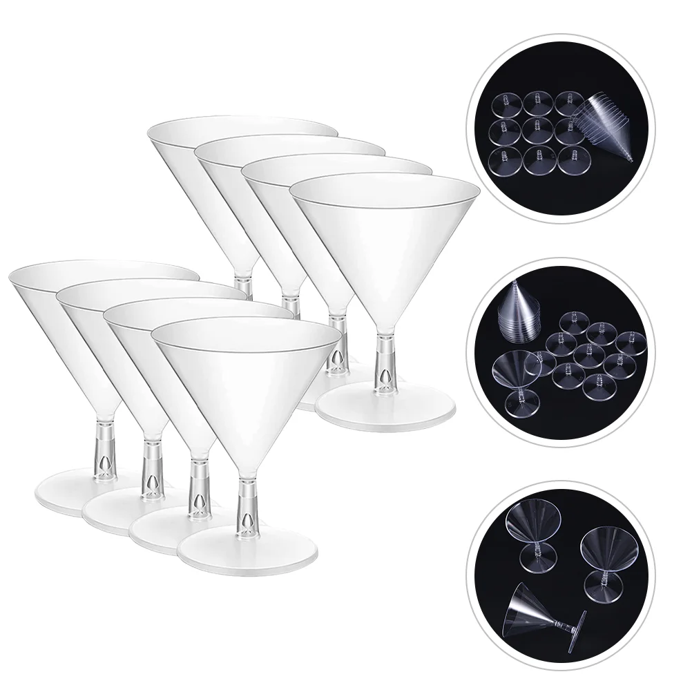 8 Pcs Clear Goblets for Party Disposable Wineglass Martini Glasses Cocktail Cup Abs