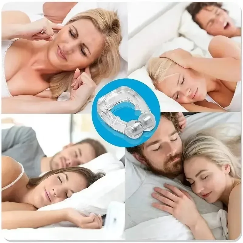 Anti Snore Stop Snoring Nose Clip Silicone Magnetic Sleep Tray Sleeping Aid Apnea Guard Night Device with Case