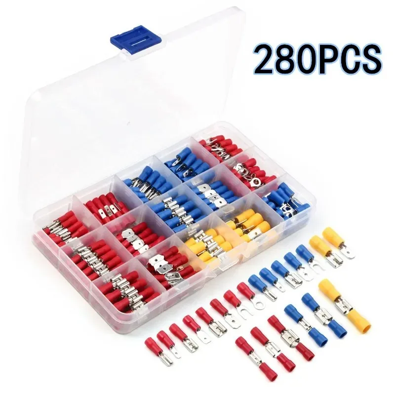 Cable Connector Kit Insulated Electrical Wire Crimp Spade Butt Ring Fork Set Rolled Terminals Assorted