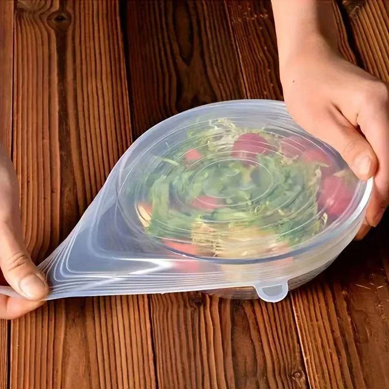 Silicone Stretch Lids 6Pcs Food Bowl Covers Reusable Food Saving Retractable Multifunctional Fresh-keeping