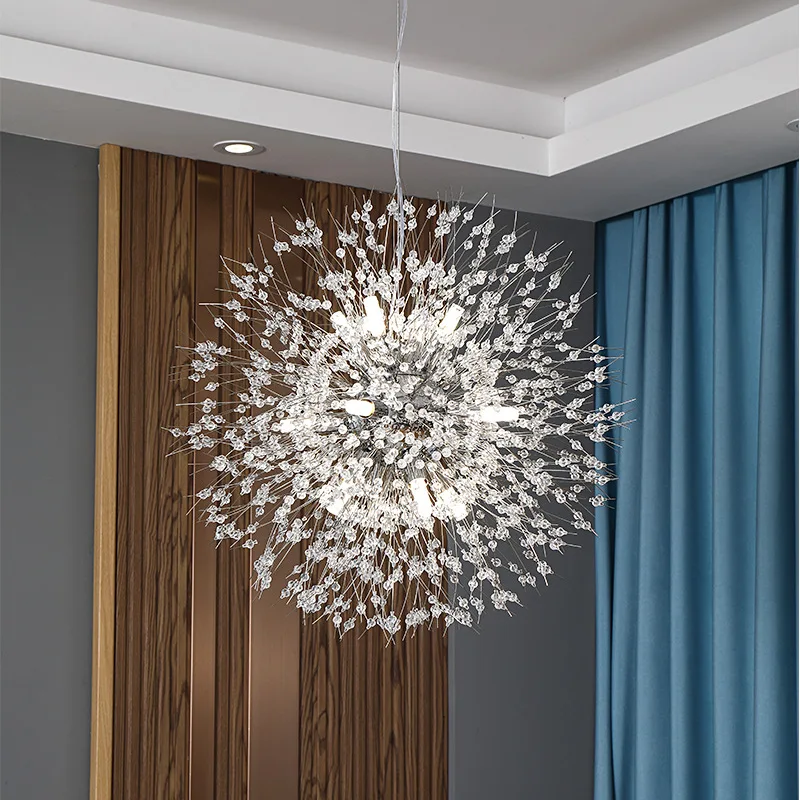 

Nordic Crystal Dandelion Chandelier Personalized Romantic Lighting Fixtures Creative Colored Hanglamp for Home Lighting