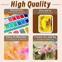 24-180color metallic watercolor paint set, portable and lightweight, high solid pigment, starry sky tones, suitable for artists 4