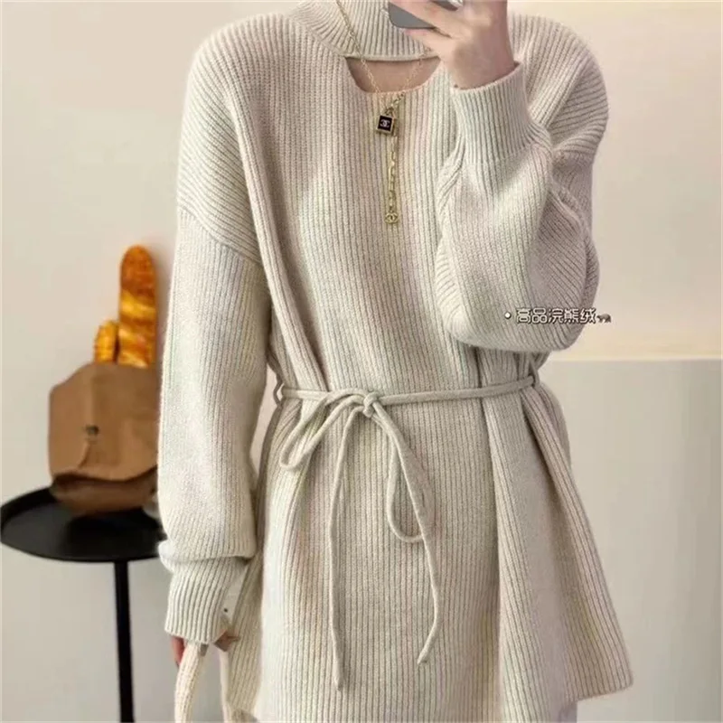 Women Autumn Winter Knitted Sweaters Long Sleeve Turtleneck