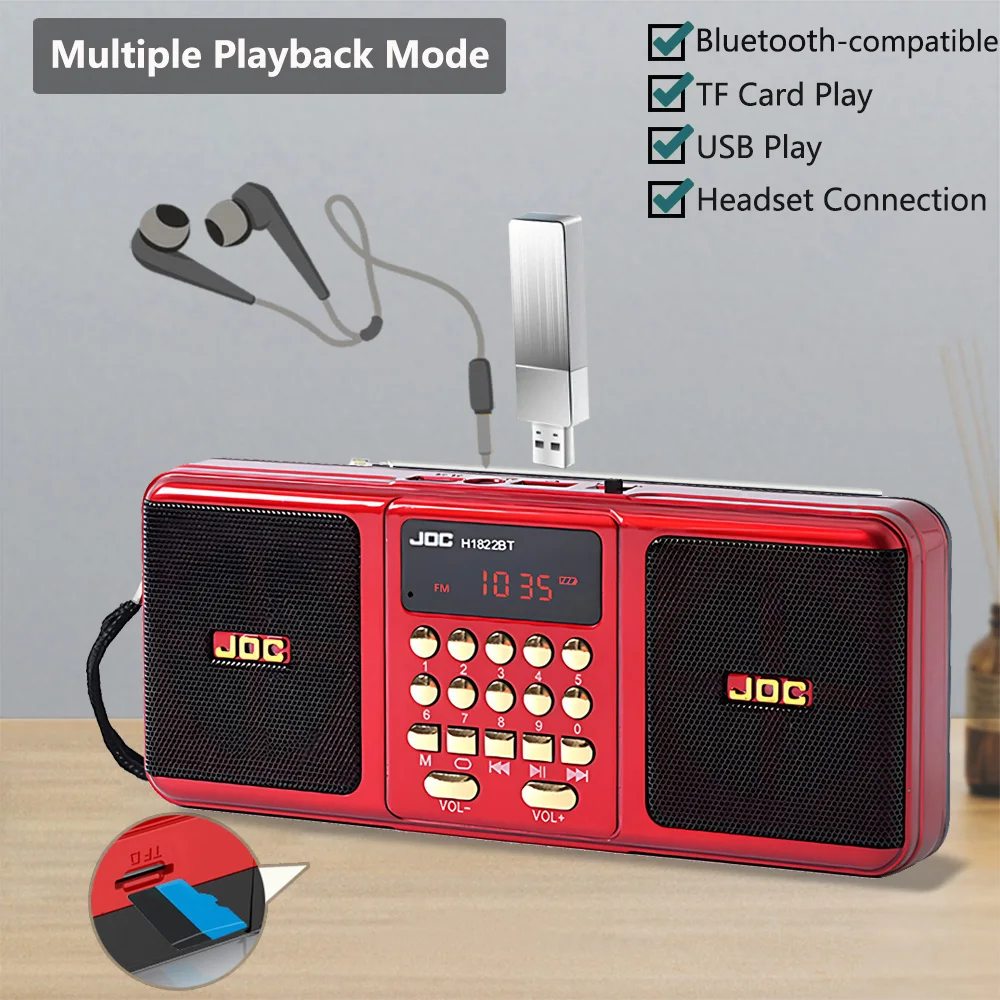 Portable Speaker Stereo FM Radio Wireless USB TF Card Player Rechargeable Bluetooth-compatible With FM Stereo Receiver