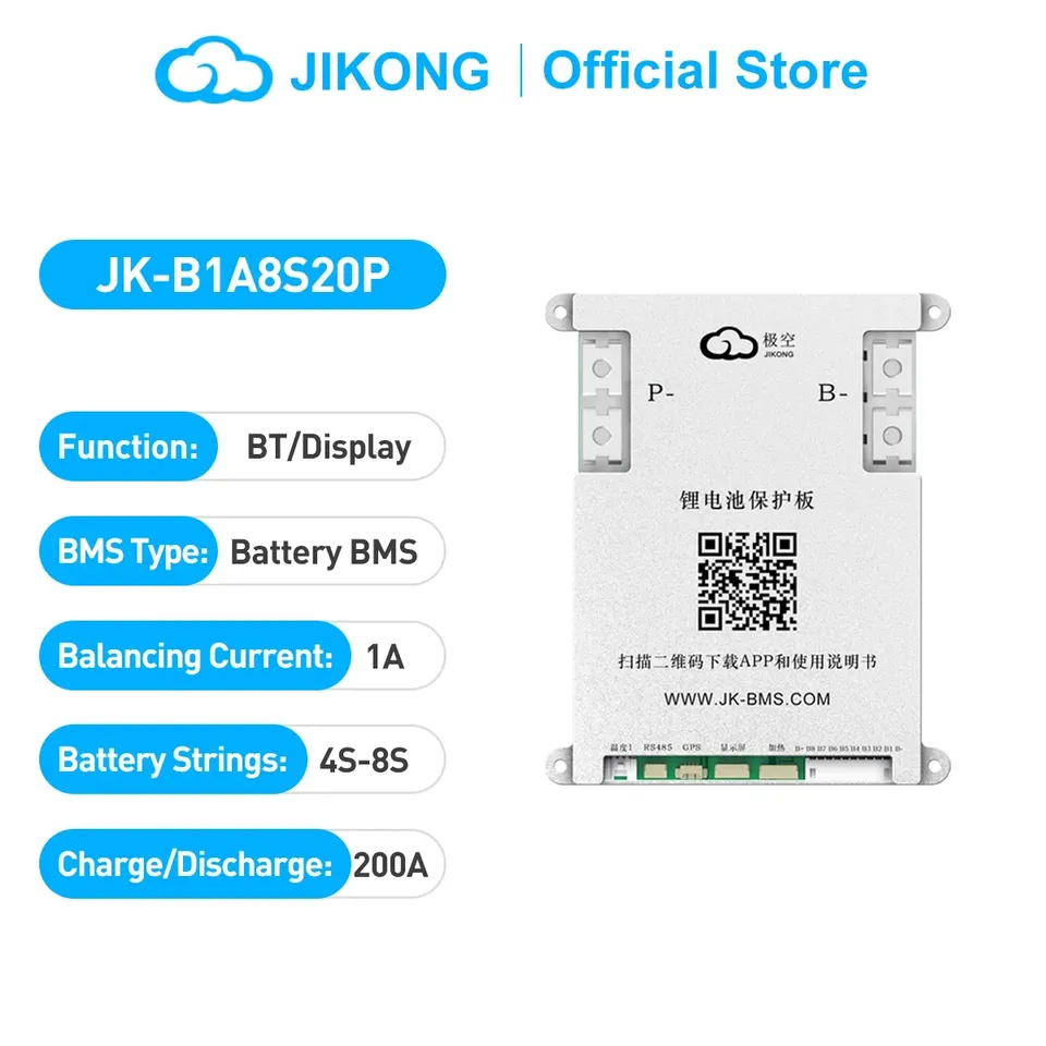 JIKONG BMS JK-B1A8S20P 4S 5S 6S 7S 8S 12V 24V Active Smart Balance BMS   200A  Lifepo4 Li-Ion Lto Battery Active Balancer 1A